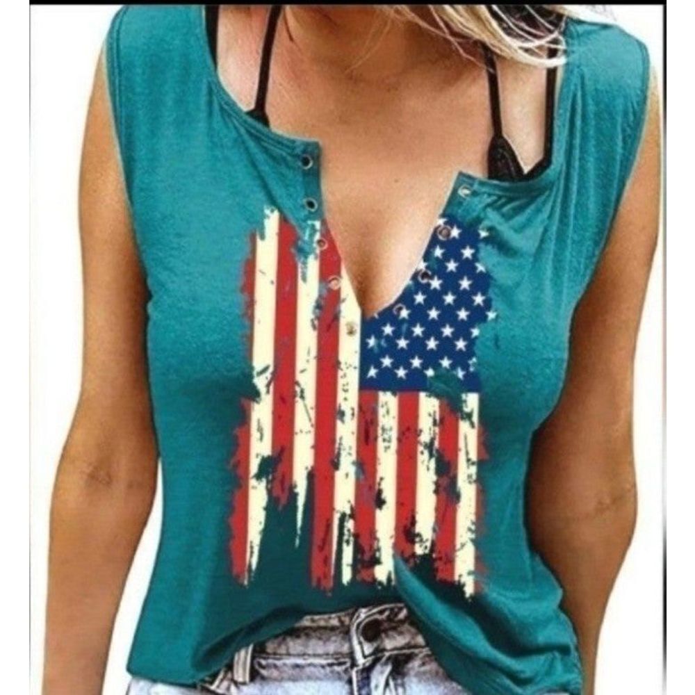 Women's American Flag Print Tank Top sz m